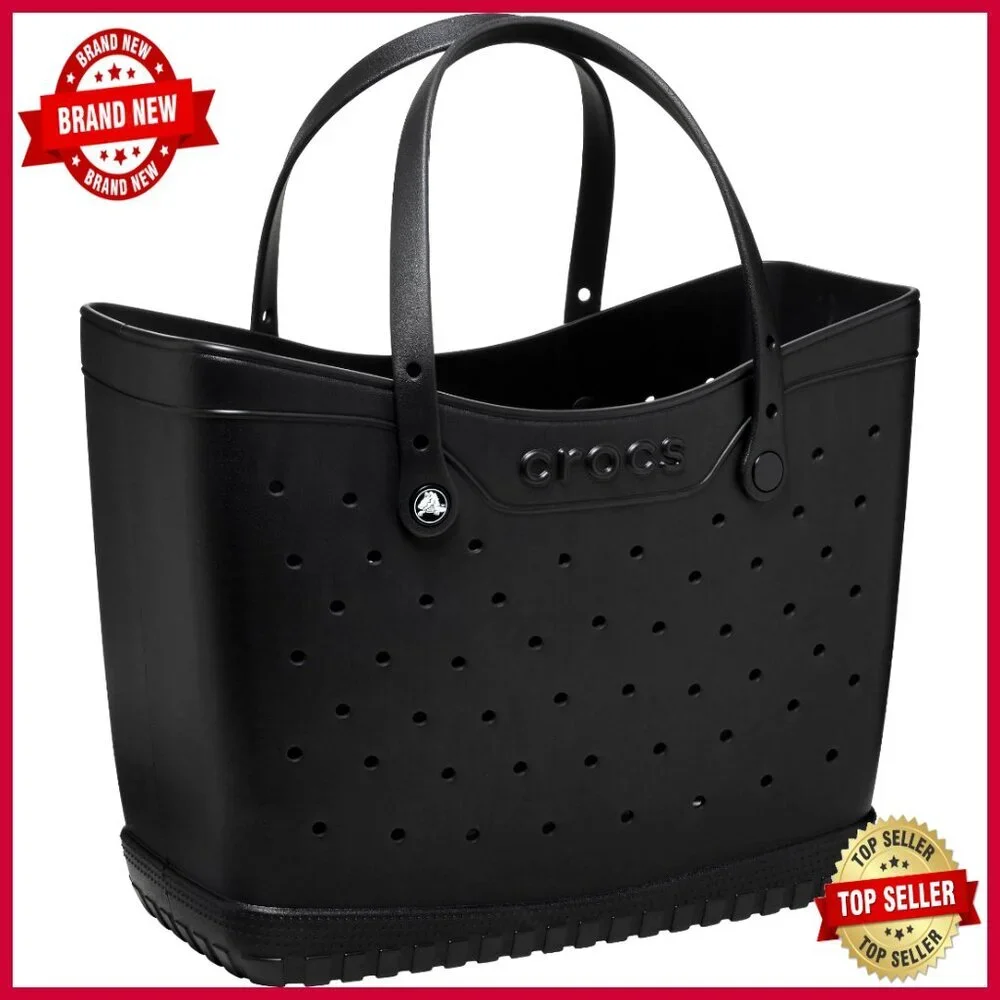 Large Durable Tote Bag with Jibbitz Charm Holes, Soft Straps, Washable